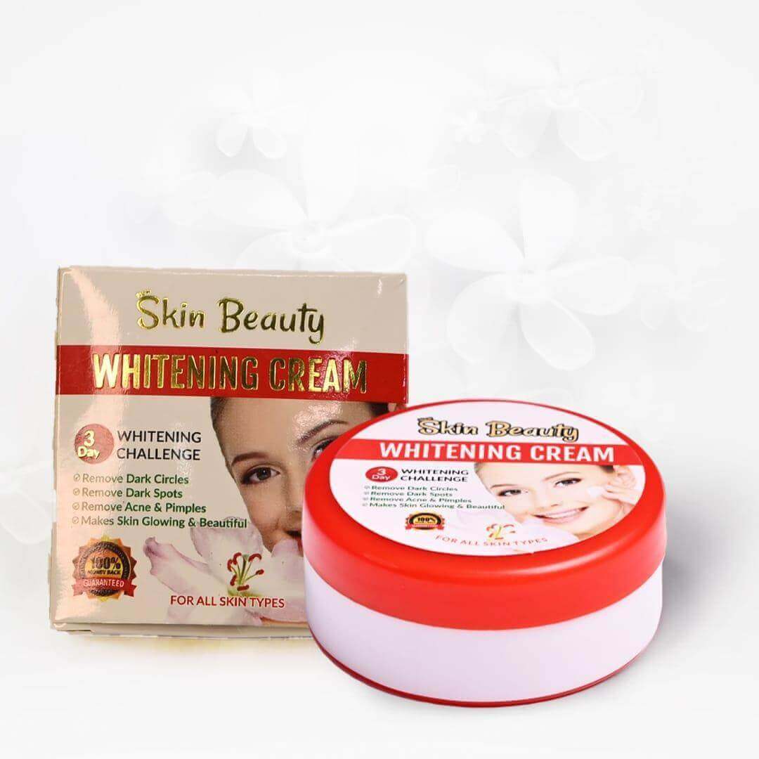 Skin Beauty Whitening Cream for all skin types, promoting radiant skin by reducing dark circles and spots.